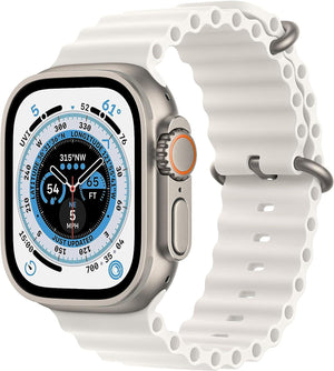 Apple Watch Ultra (GPS + LTE) 49mm Silver Titanium Case & White Ocean Band (Pre-Owned) - Techable