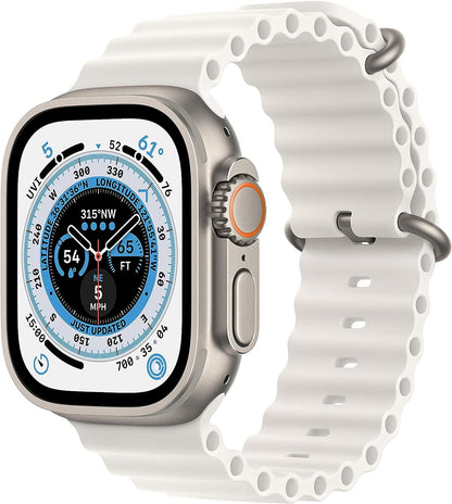 Apple Watch Ultra (GPS + LTE) 49mm Silver Titanium Case & White Ocean Band (Pre-Owned) - Techable