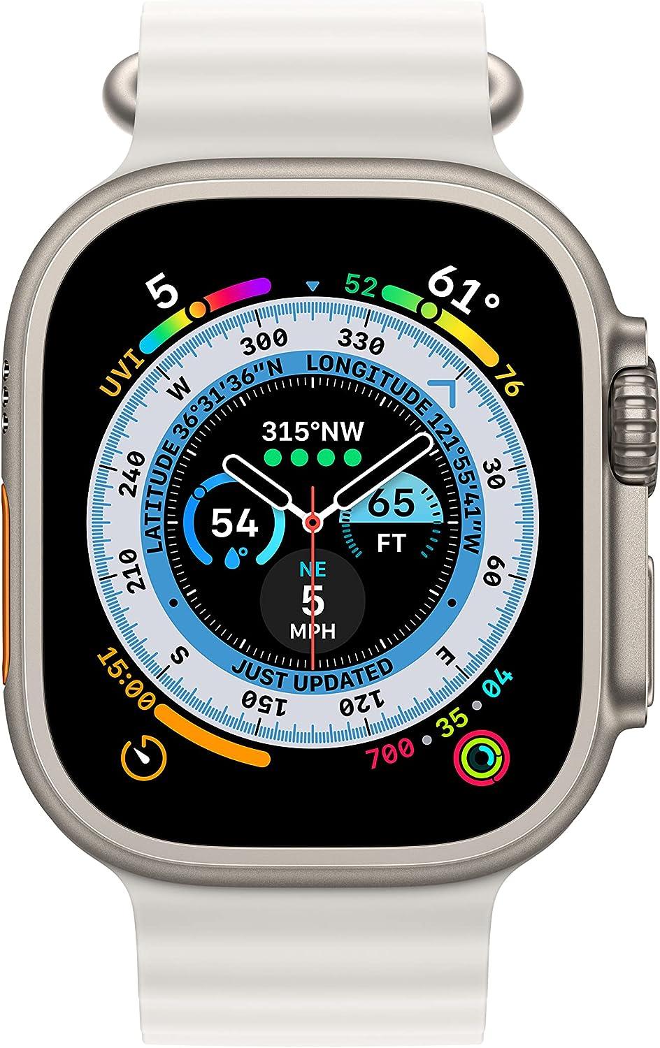 Apple Watch Ultra (GPS + LTE) 49mm Silver Titanium Case & White Ocean Band (Pre-Owned) - Techable