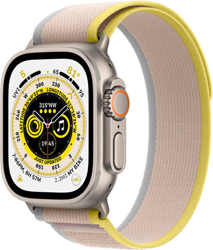 Apple Watch Series Ultra (GPS/LTE) - 49MM Titanium Case - M/L Yellow/Baige Trail Loop - Titanium (MQF23LL/A) - Pre-Owned