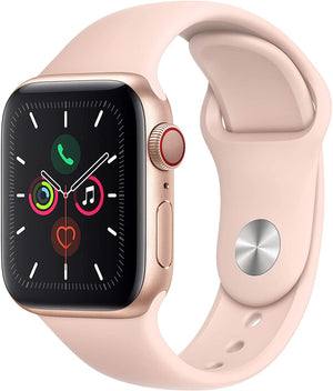 Apple Watch Series 5 (GPS + LTE) 40mm Gold Aluminum Case & Pink Sand Sport Band (Refurbished) - Techable