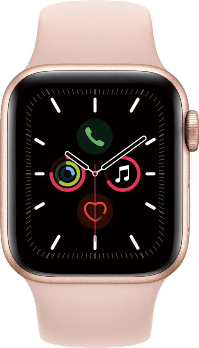 Apple Watch Series 5 (GPS + LTE) 40mm Gold Aluminum Case & Pink Sand Sport Band (Refurbished) - Techable