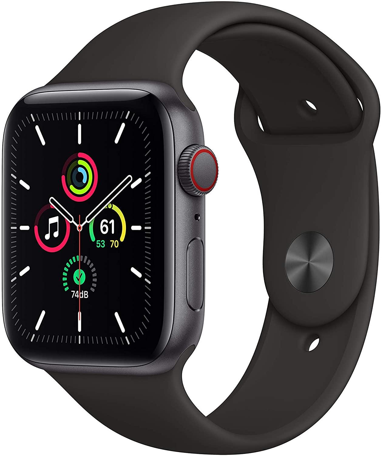 Apple Watch SE 1st Gen (GPS + LTE) 44mm Space Gray Aluminum Case & Black Sport Band (Refurbished) - Techable
