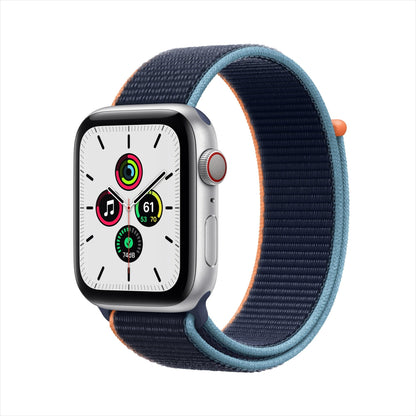 Apple Watch Series SE (GPS+LTE) 44MM Silver Aluminum Case Navy Sport Loop (Pre-Owned)
