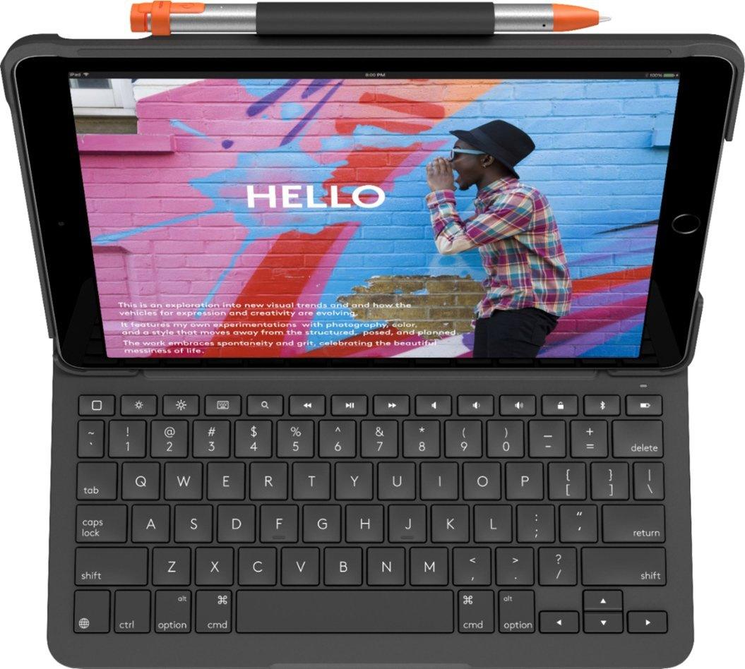 Logitech Slim Keyboard Folio Case for Apple iPad 7th / 8th / 9th Gen - Graphite (Refurbished) - Techable