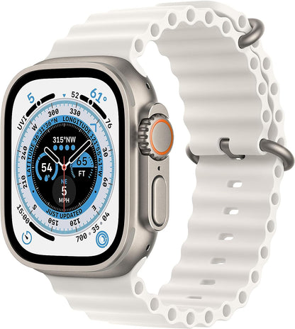 Apple Watch Ultra (GPS + LTE) 49mm Silver Titanium Case & White Ocean Band (Refurbished)
