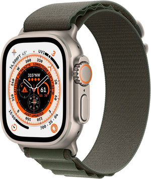 Apple Watch Series Ultra - Titanium Case w/ Medium Green Alpine Loop Band, Unlocked, 49mm - Refurbished