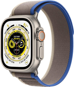 Apple Watch Series Ultra - Titanium Case w/ M/L Blue/Gray Trail Loop, Unlocked, 49mm - Refurbished - Techable