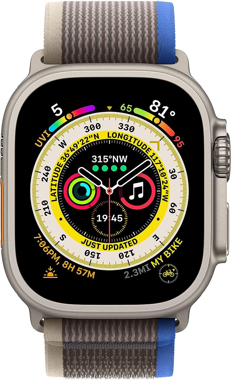 Apple Watch Series Ultra - Titanium Case w/ M/L Blue/Gray Trail Loop, Unlocked, 49mm - Refurbished - Techable