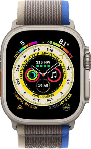 Apple Watch Series Ultra - Titanium Case w/ M/L Blue/Gray Trail Loop, Unlocked, 49mm - Refurbished - Techable
