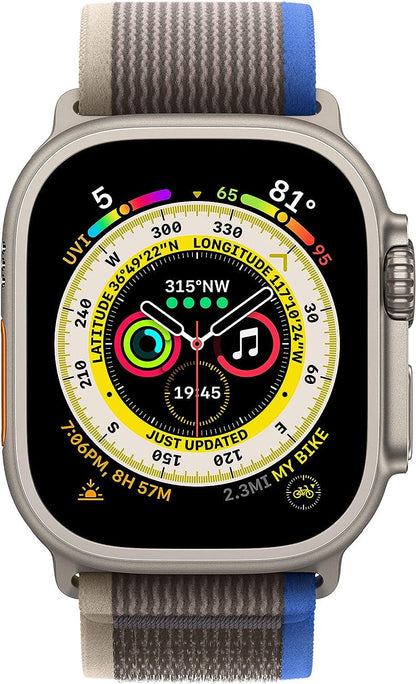 Apple Watch Series Ultra - Titanium Case w/ M/L Blue/Gray Trail Loop, Unlocked, 49mm - Refurbished - Techable