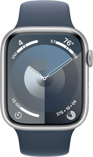 Apple Watch Series 9 (GPS + LTE) 41MM Silver Aluminum Case Storm Blue Sport Band (Used)