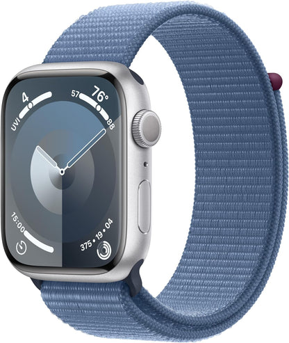 Apple Watch Series 9 (GPS) 45MM Silver Aluminum Case Winter Blue Sport Loop (Refurbished)