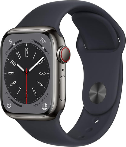 Apple Watch Series 8 (GPS + LTE) 41MM Graphite Stainless Steel Case Midnight Sport Band (Pre-Owned)