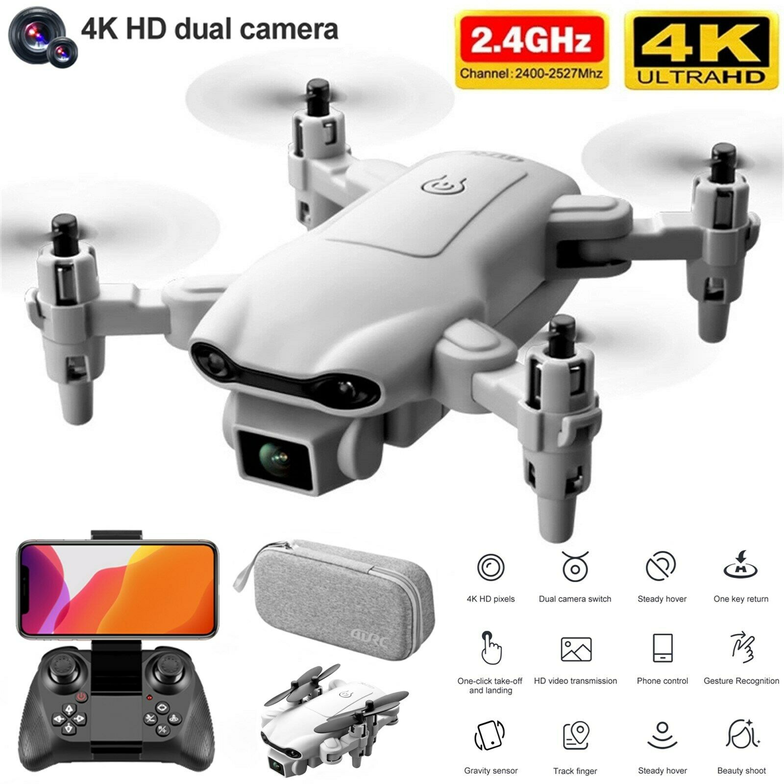 Mini RC Drone 4k HD Wide Angle Camera WIFI FPV Drone Dual Camera Quadcopter